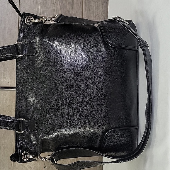 Brighton Morrison Black Leather Crossbody Shoulder Bag Tote Handbag Rare - Picture 5 of 13